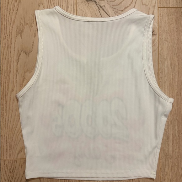 Airbrush Ribbed Crop Top White XS Y2K Graffiti Tank - Picture 5 of 5